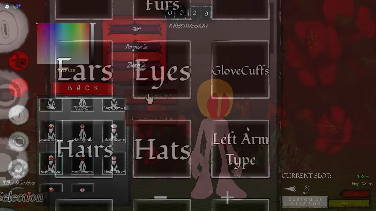 Abyssal Escape Vessel Scale slider and Voices selection menu showing Hurt sound options